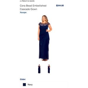 Elegant, navy blue, light weight, evening gown. Size 16